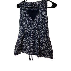 Banana Republic Floral Sleeveless Top Tie Waist V-Neck Blouse Petite Size OP